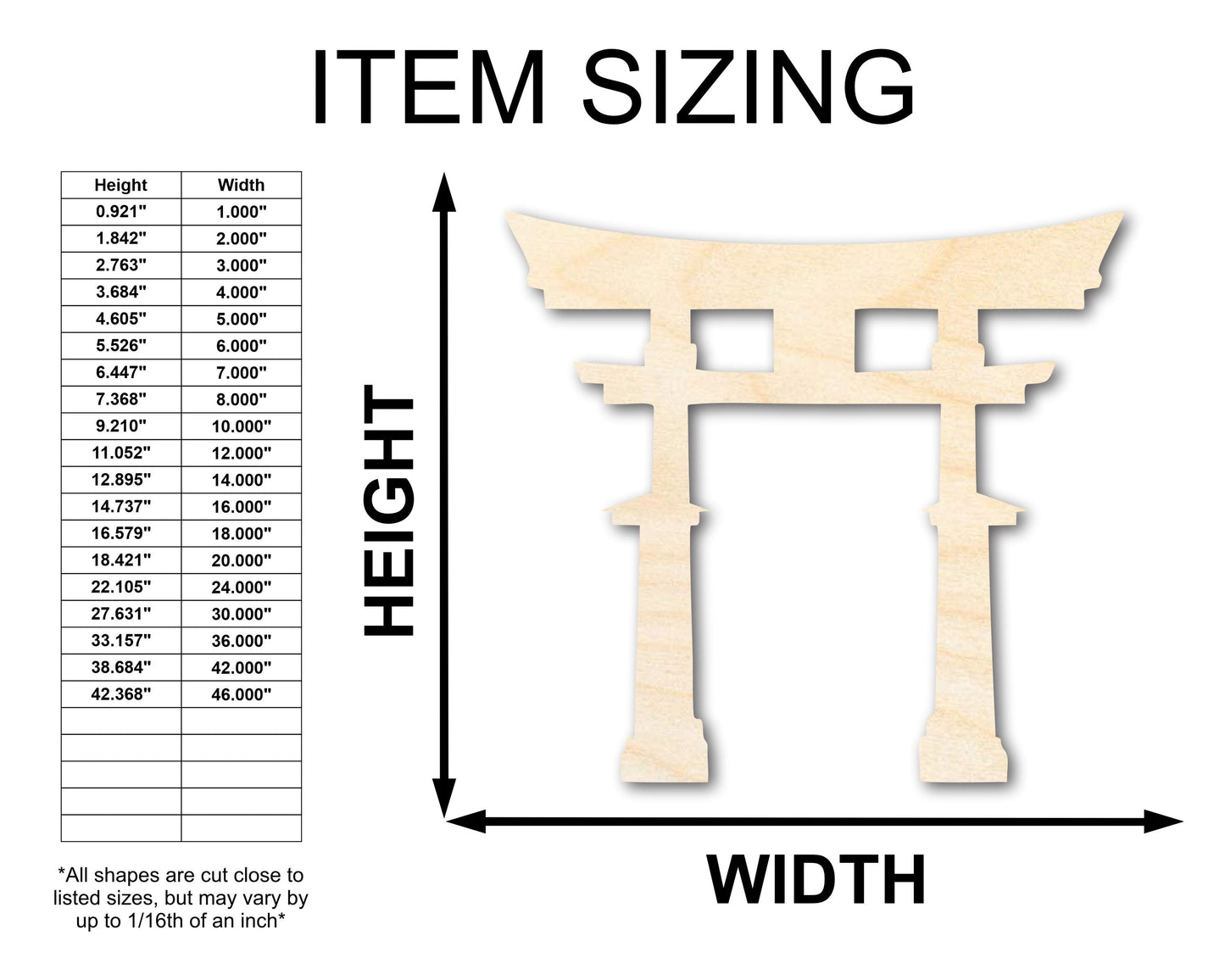 Unfinished Wood Japanese Torri Shape | Craft Cutout | up to 46" DIY