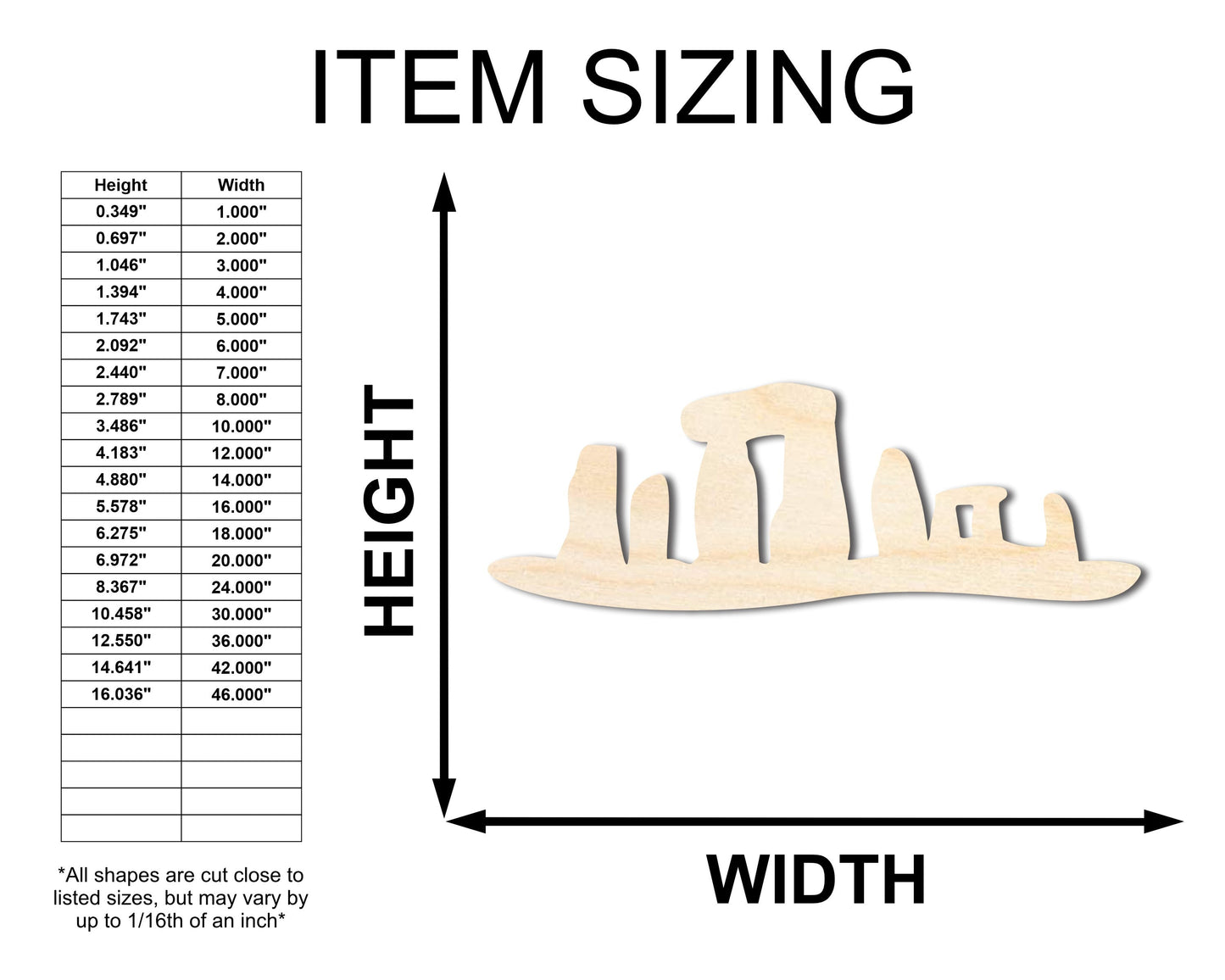 Unfinished Wood Standing Stones Shape | Craft Cutout | up to 46" DIY