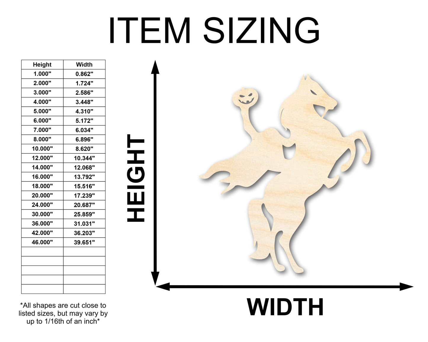Unfinished Wood Headless Horseman Shape | Craft Cutout | up to 46" DIY
