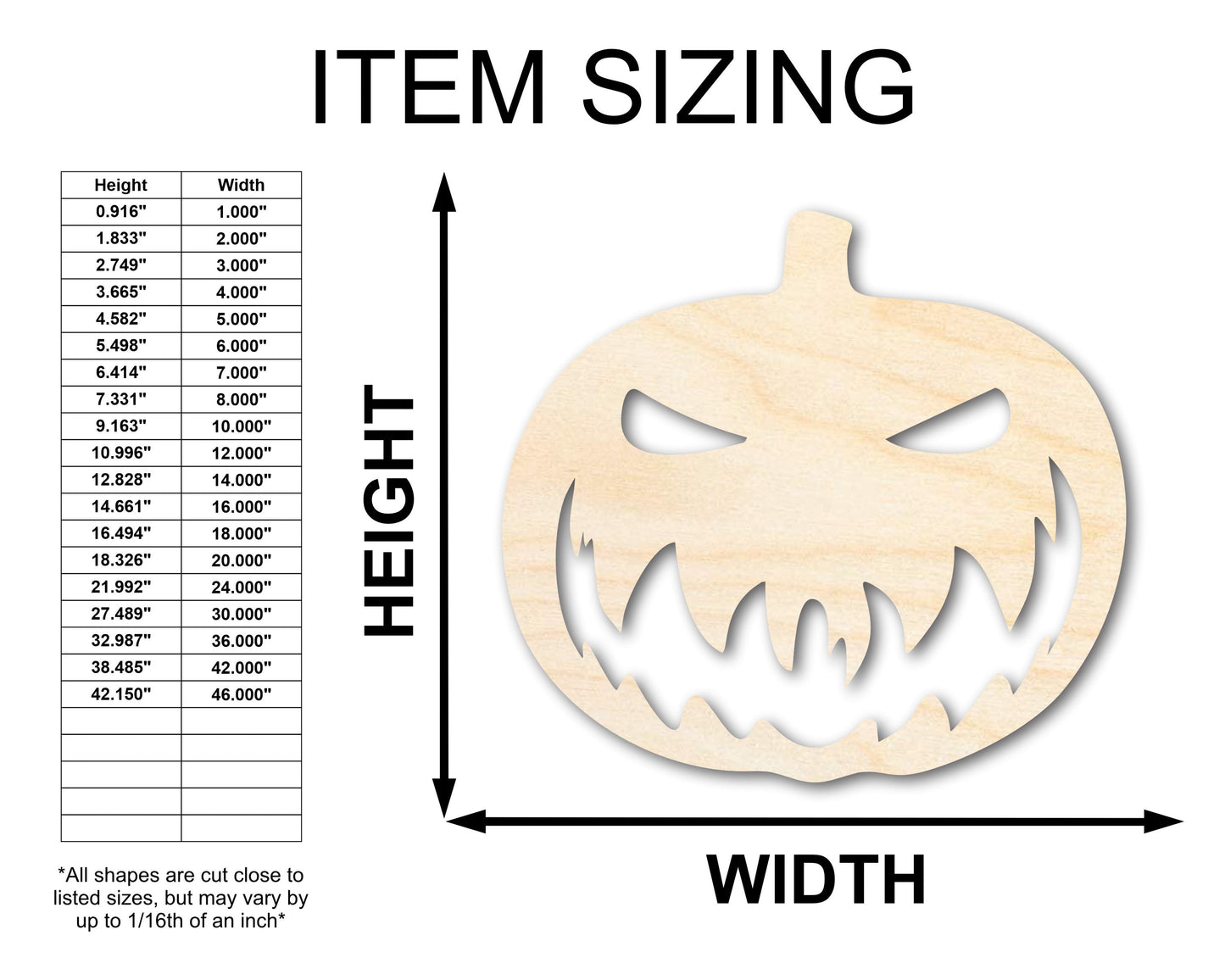 Unfinished Scary Pumpkin Shape | Craft Cutout | up to 46" DIY
