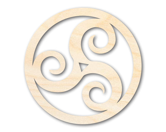 Unfinished Wood Triskele Shape - Celtic Symbol Craft - up to 46"