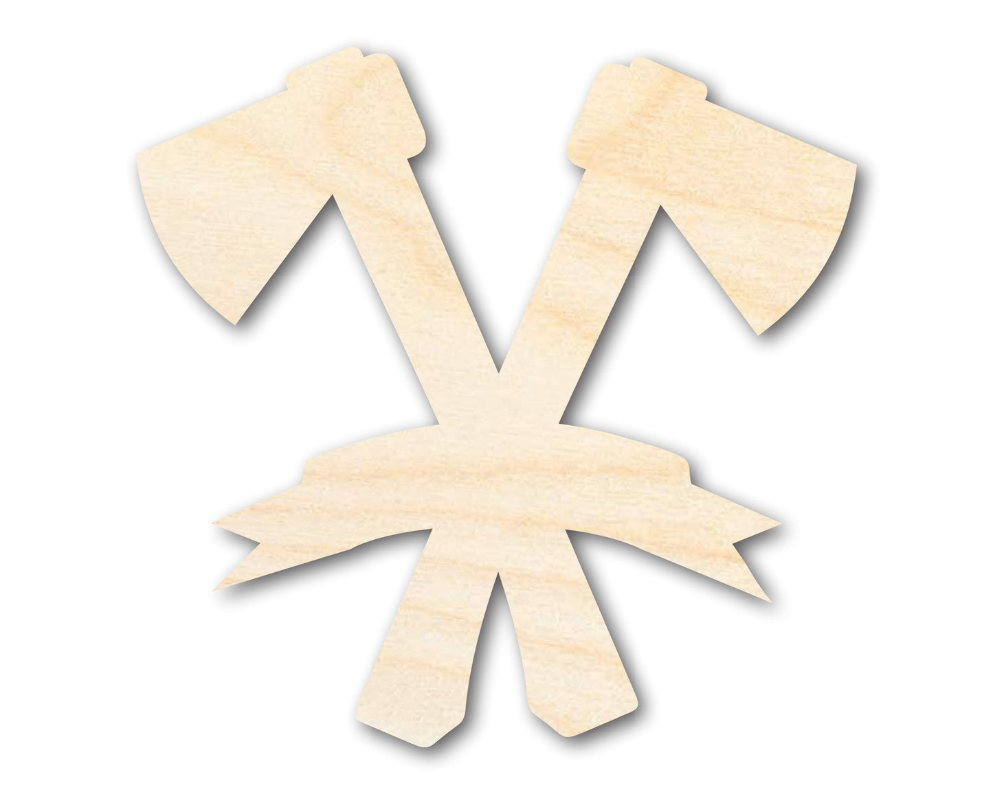 Unfinished Wood Bannered Axes Shape | Craft Cutout | up to 46" DIY
