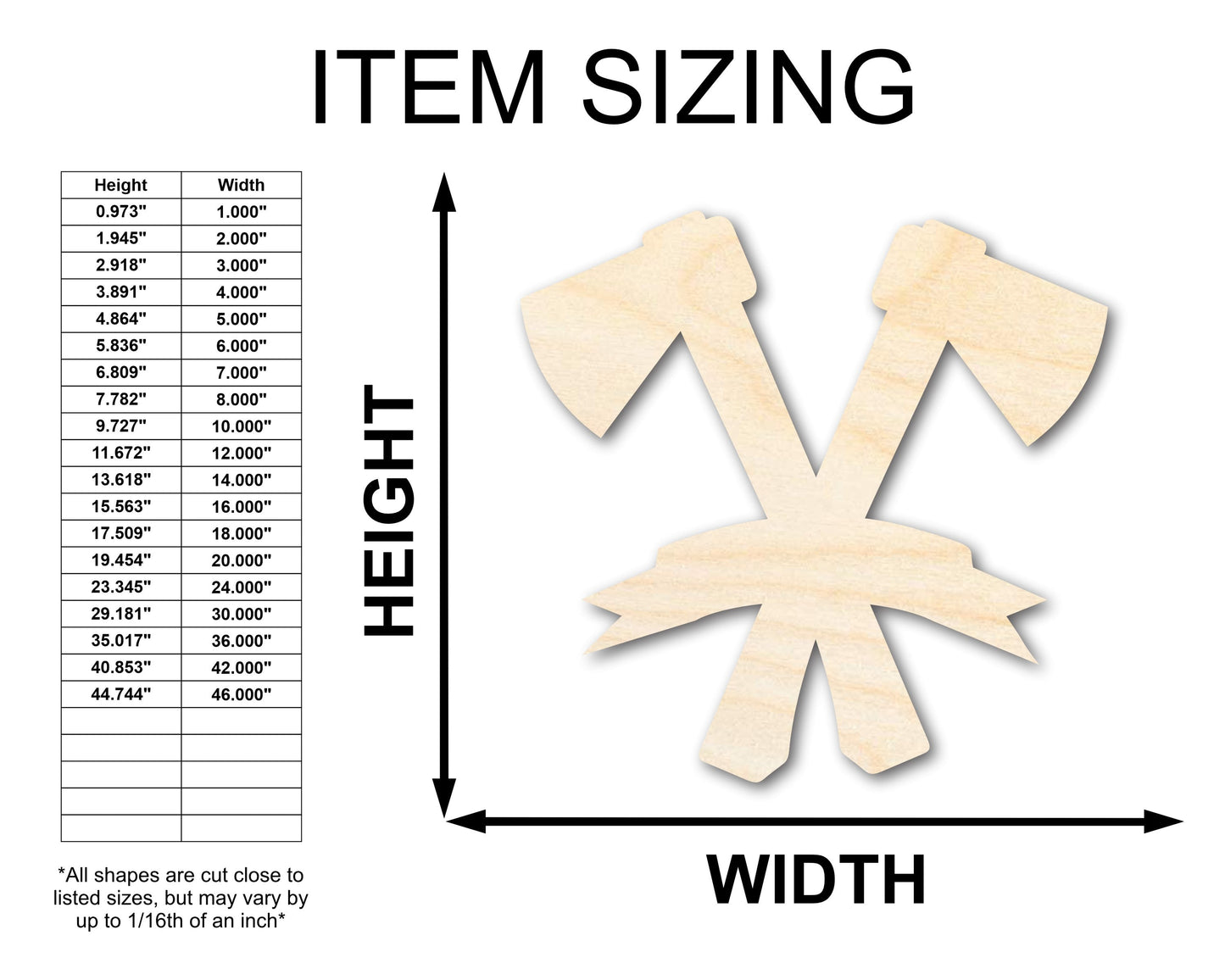 Unfinished Wood Bannered Axes Shape | Craft Cutout | up to 46" DIY