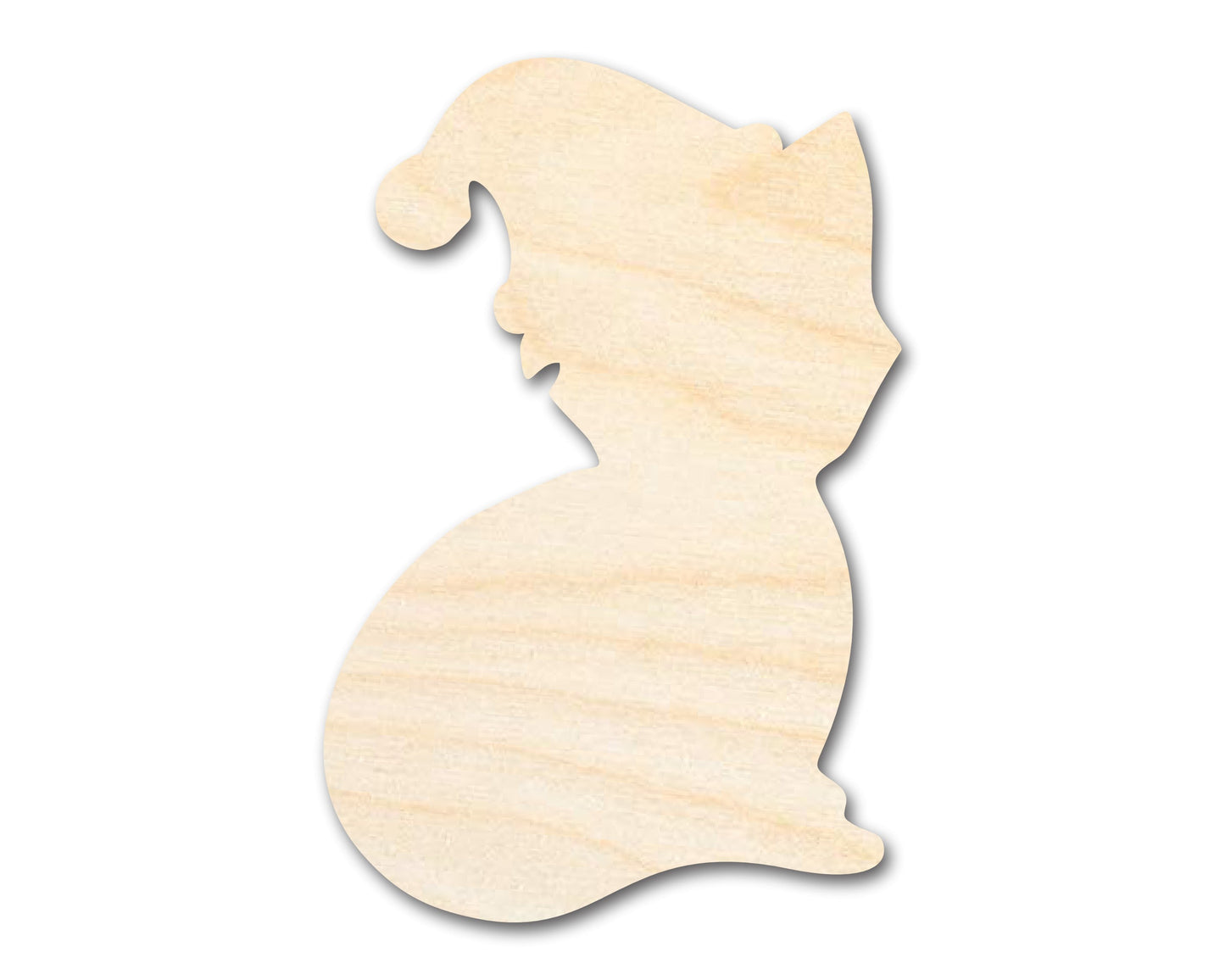 Unfinished Wood Santa Hat Cat Shape | DIY Christmas Craft Cutout | up to 46" DIY