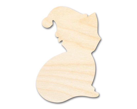 Unfinished Wood Santa Hat Cat Shape | DIY Christmas Craft Cutout | up to 46" DIY