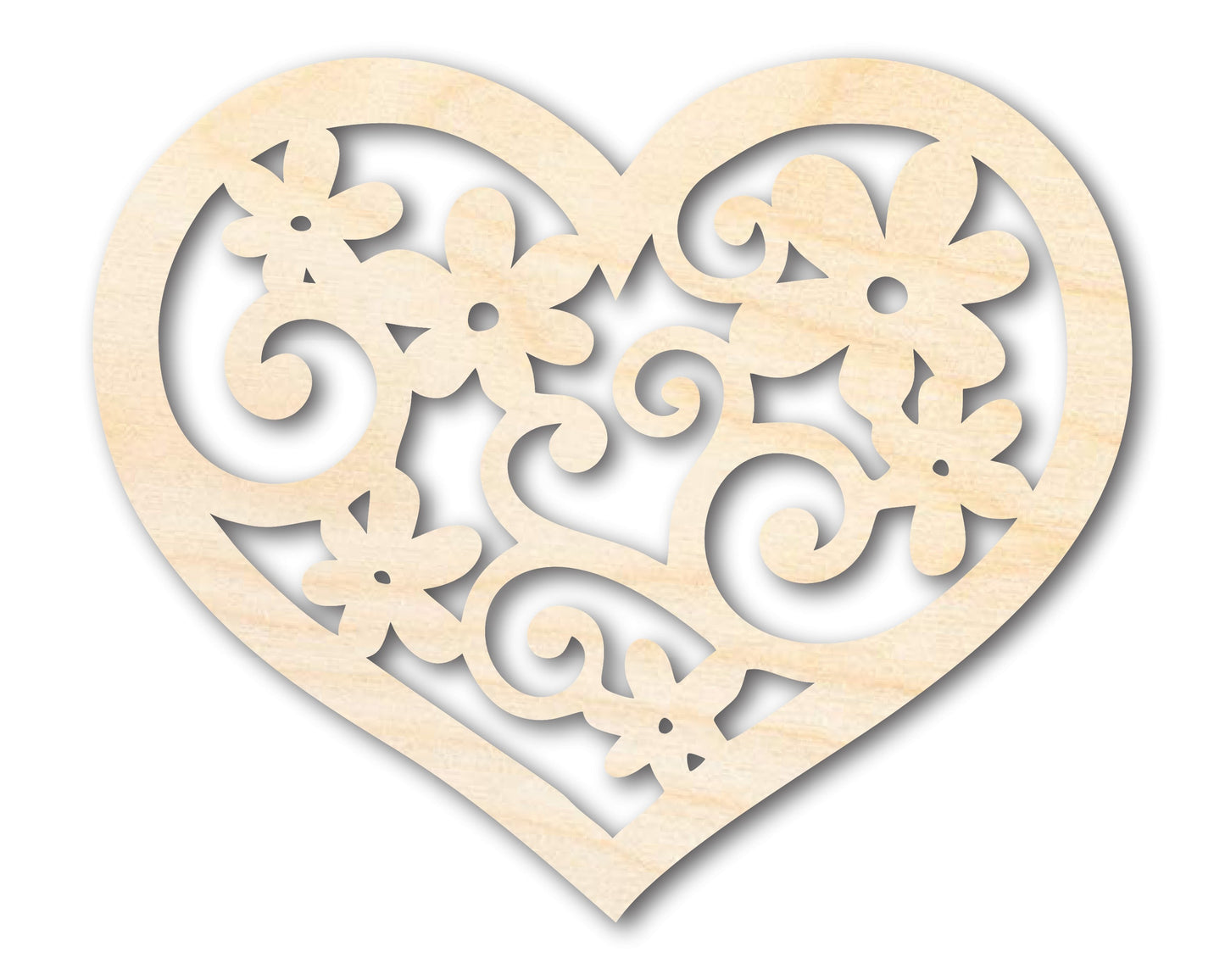 Unfinished Wood Flower Heart Shape - Craft - up to 46"