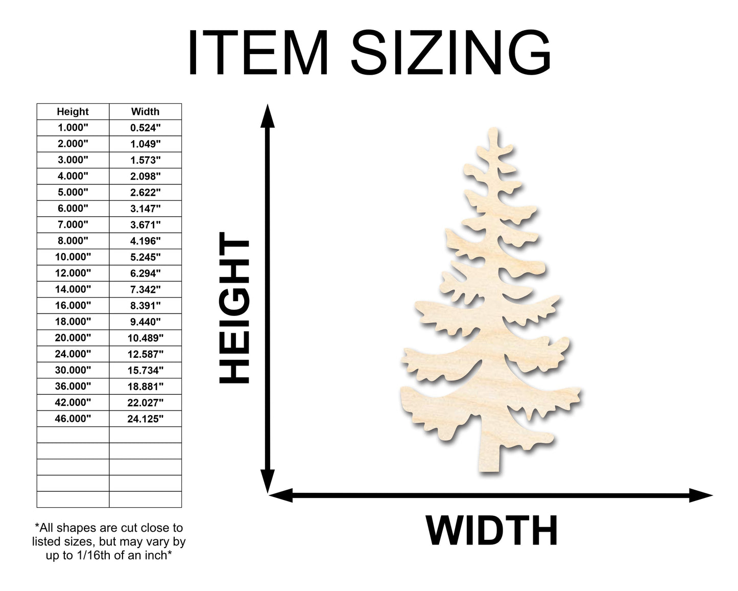 Unfinished Wood Pine Tree Shape - Craft - up to 46"