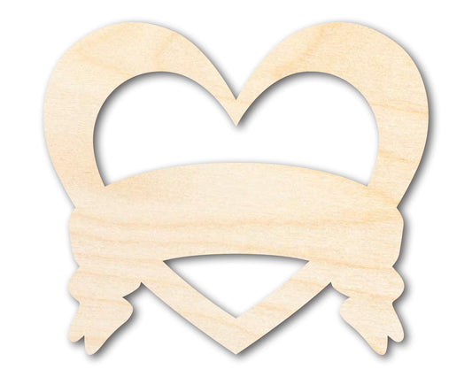 Unfinished Wood Bannered Heart Shape - Craft - up to 46"