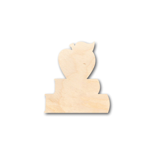 Unfinished Wood Apple and Books Shape - Craft - up to 46" DIY