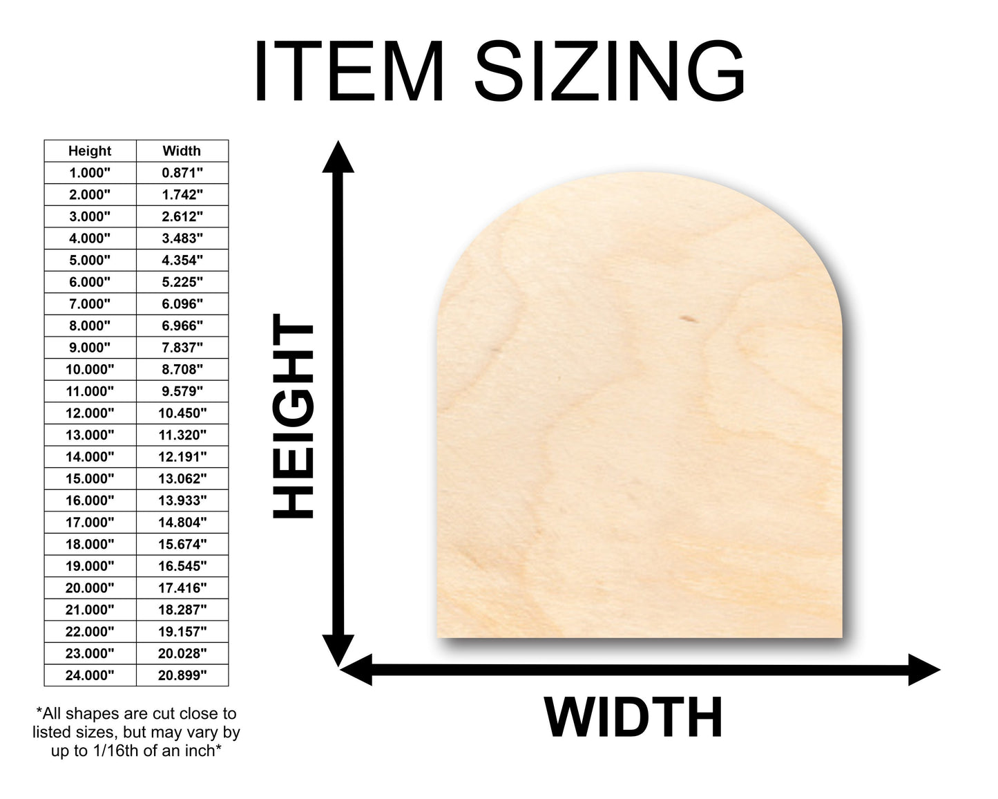 Unfinished Wood Arch Shape - Craft - up to 46" DIY