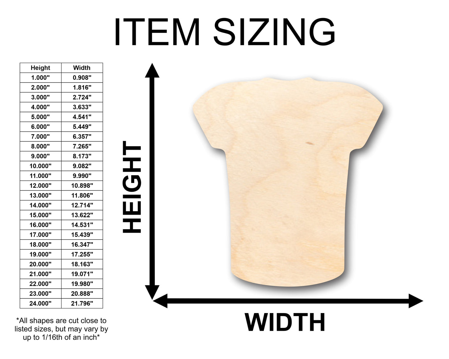Unfinished Wood Blank Football Jersey Shape - Craft - up to 46" DIY