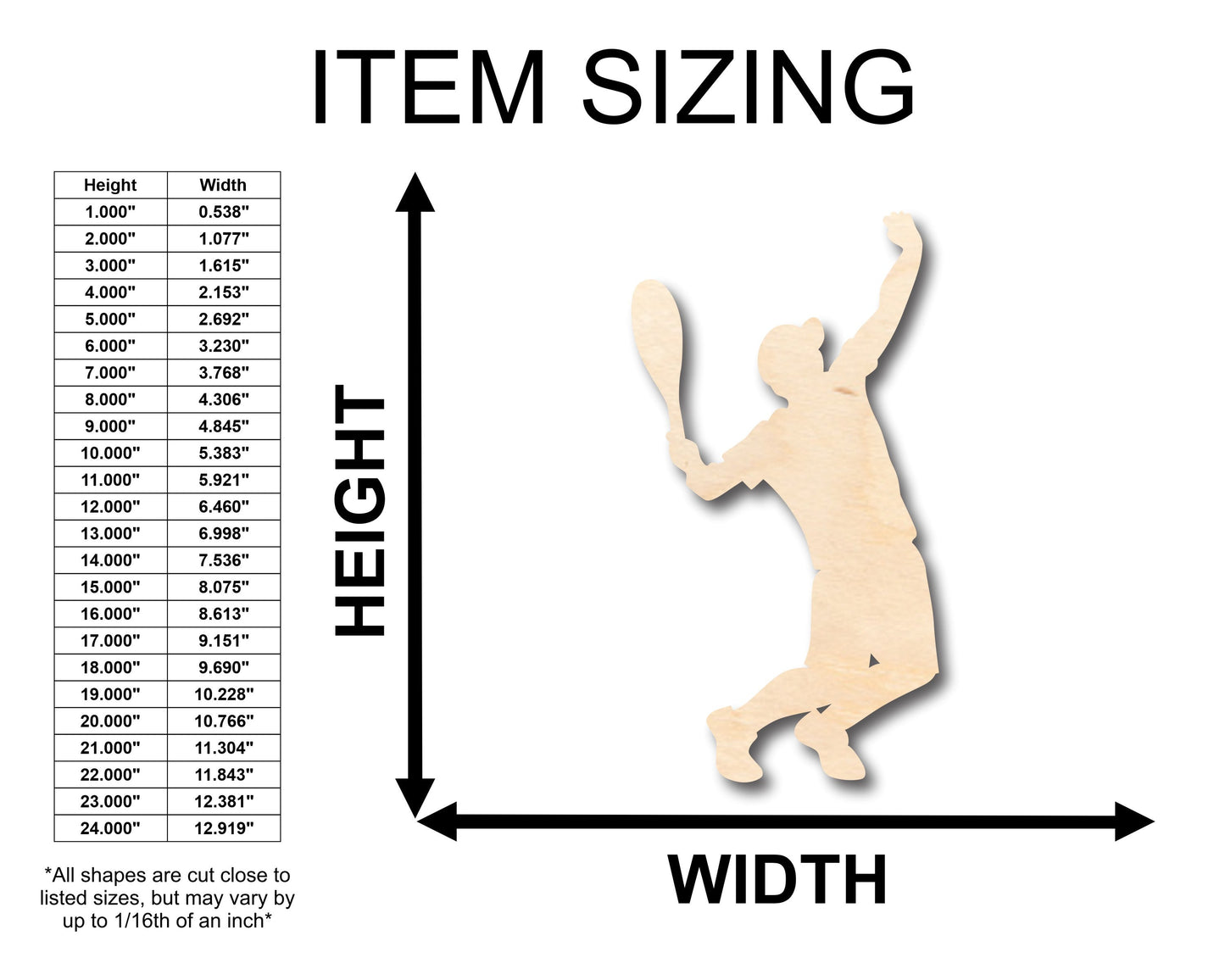 Unfinished Wood Boy Tennis Serve Shape - Craft - up to 46" DIY