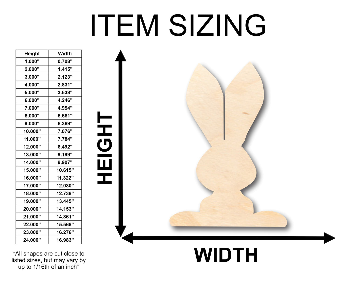 Unfinished Wood Bunny Shape - Craft - up to 46" DIY