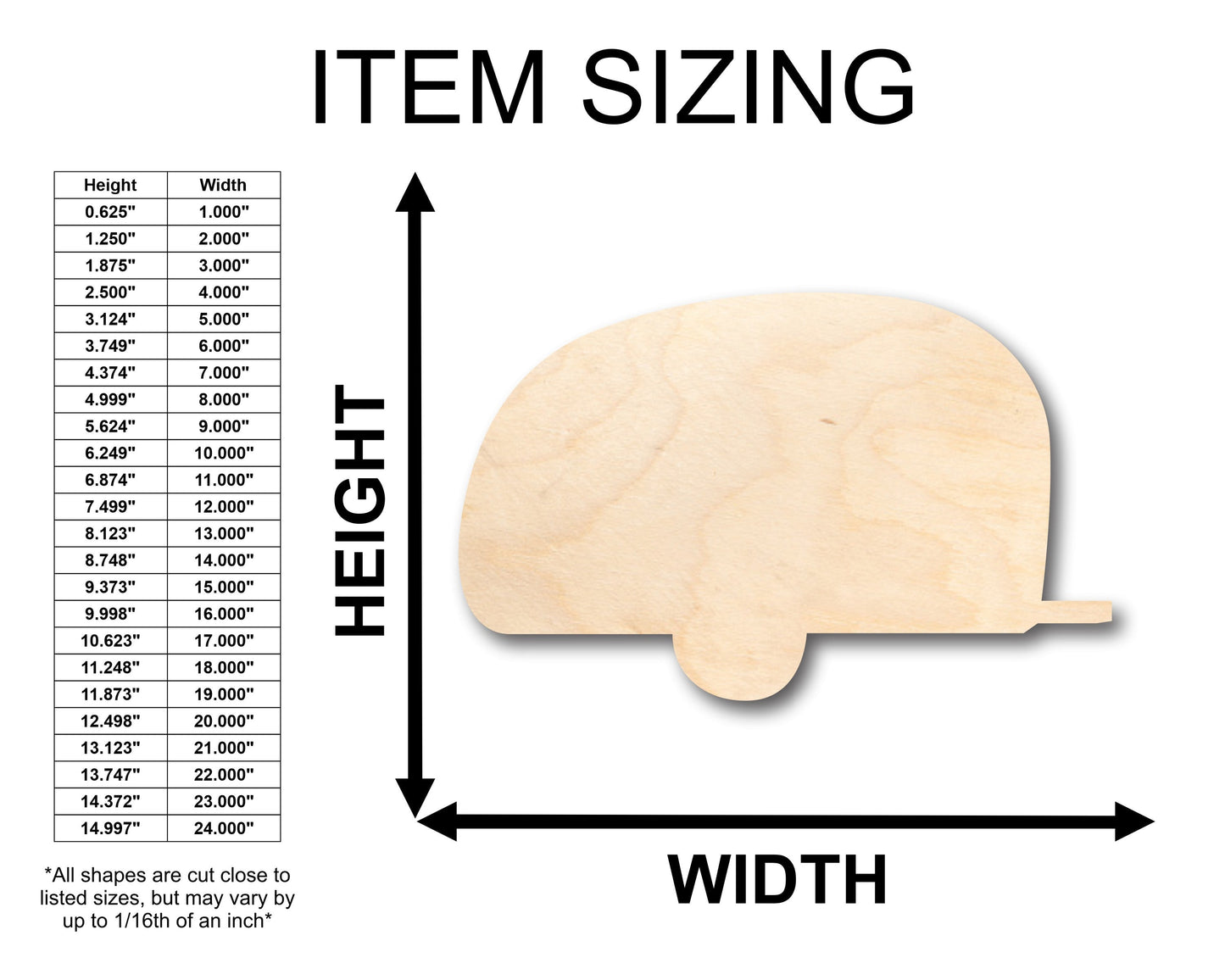 Unfinished Wood Camping Trailer Shape - Craft - up to 46" DIY