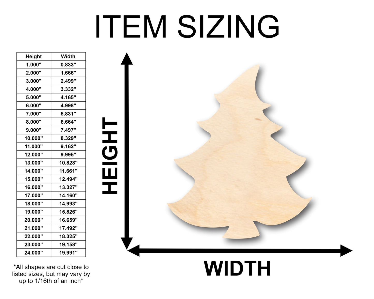 Unfinished Wood Cartoon Christmas Tree Shape - Craft - up to 46" DIY