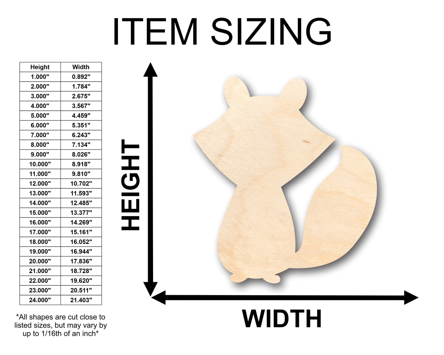 Unfinished Wood Cartoon Fox Shape - Craft - up to 46" DIY