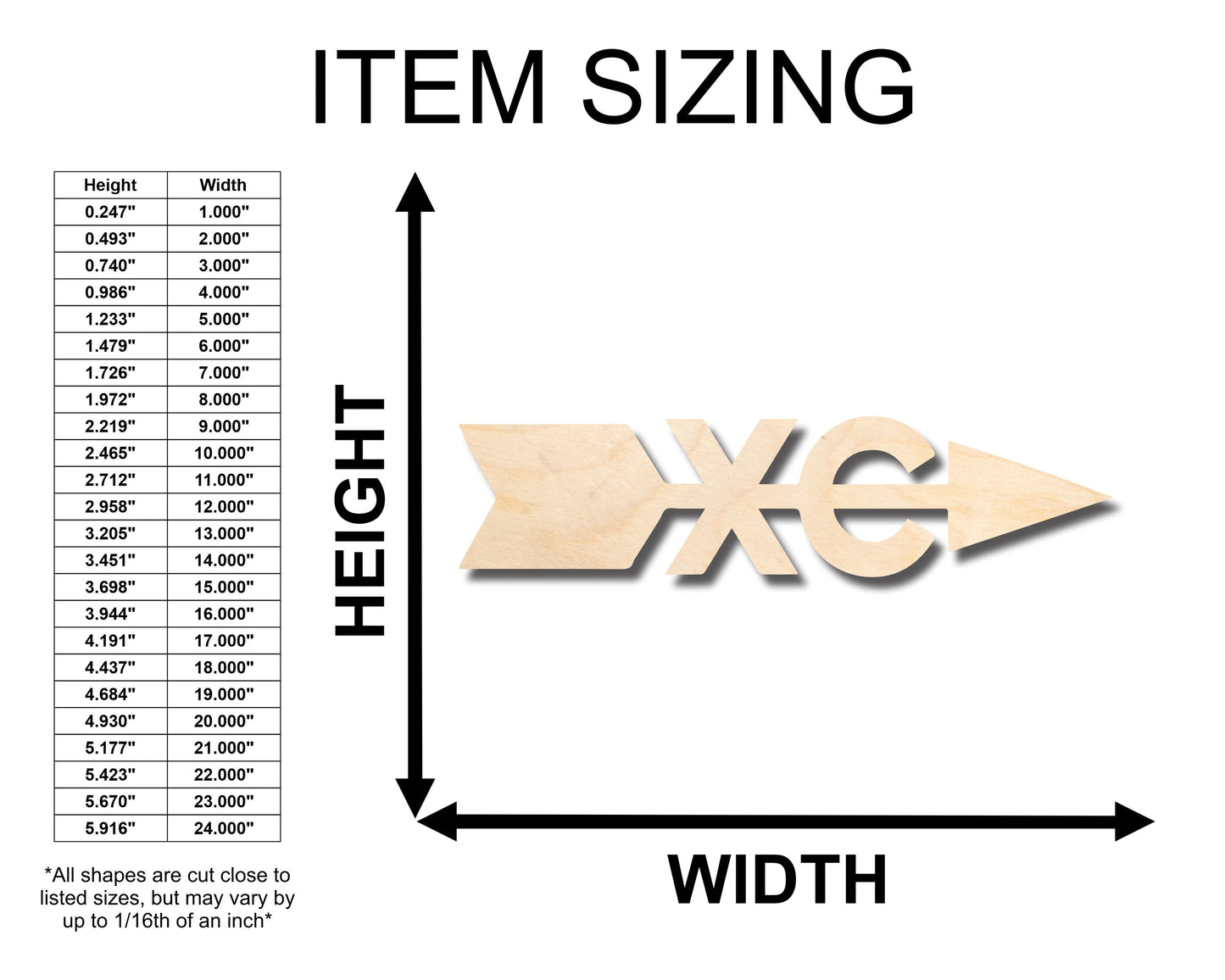 Unfinished Wood Cross Country XC Shape - Craft - up to 46" DIY