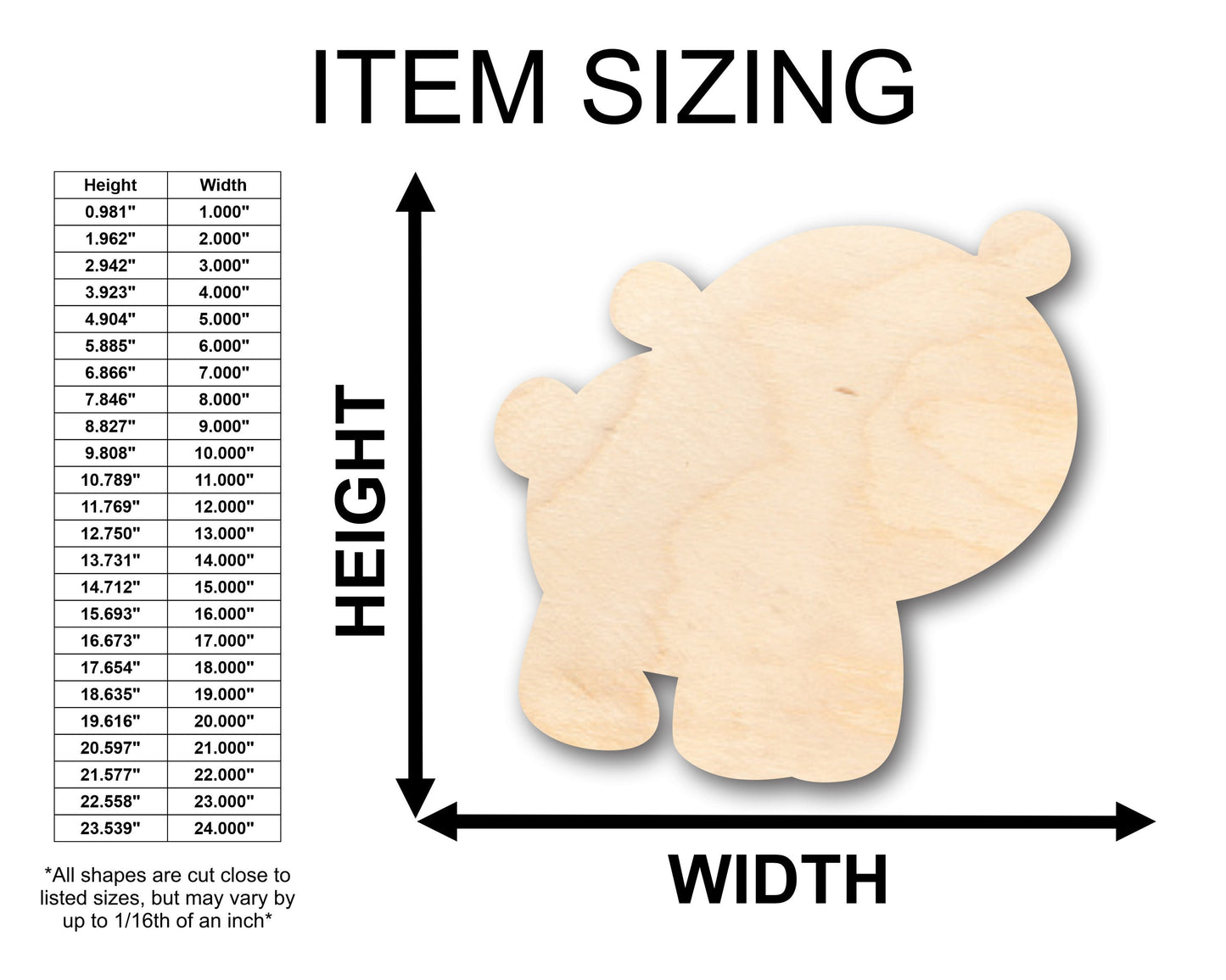 Unfinished Wood Cute Baby Bear Shape - Craft - up to 46" DIY