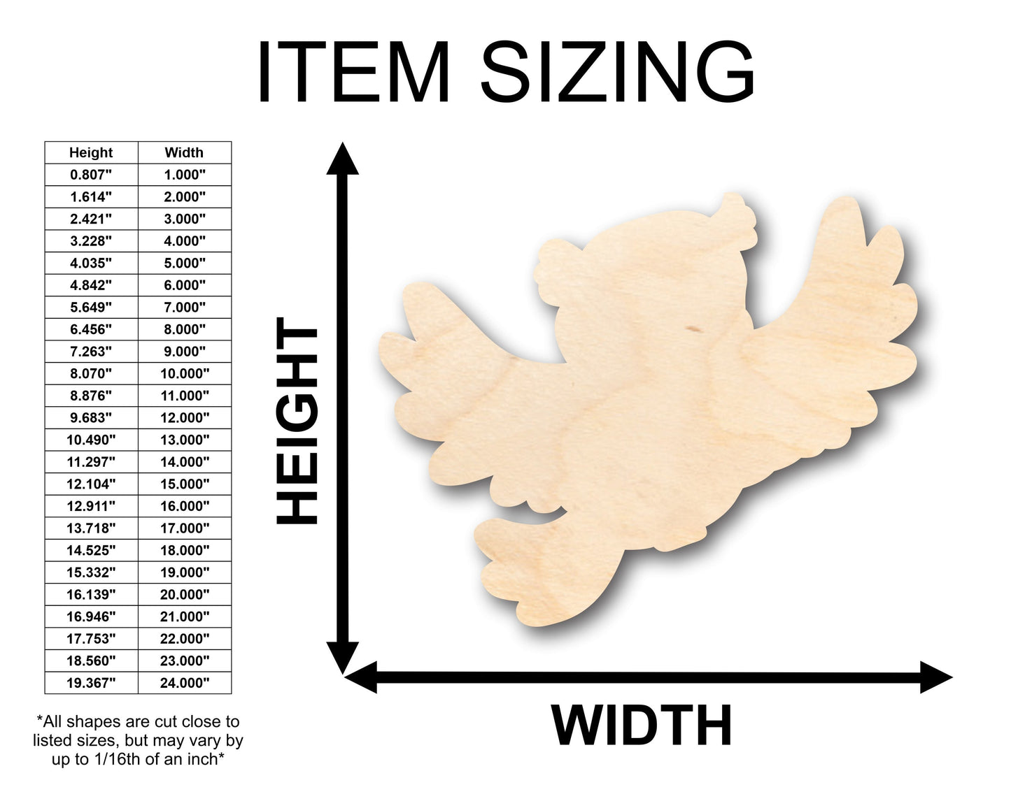 Unfinished Wood Cute Bird Shape - Craft - up to 46" DIY