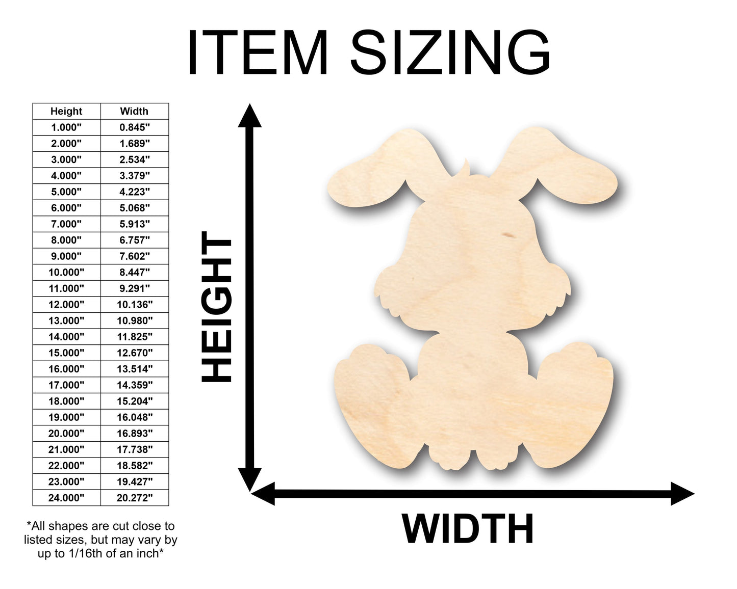 Unfinished Wood Cute Bunny Shape - Craft - up to 46" DIY