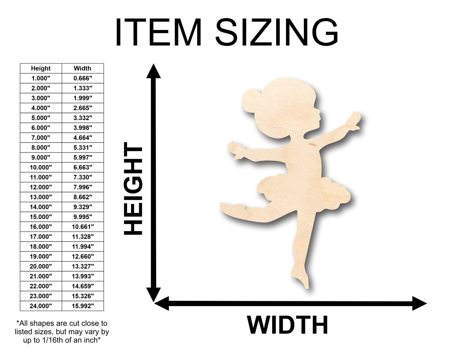 Unfinished Wood Dancer Shape - Craft - up to 46" DIY