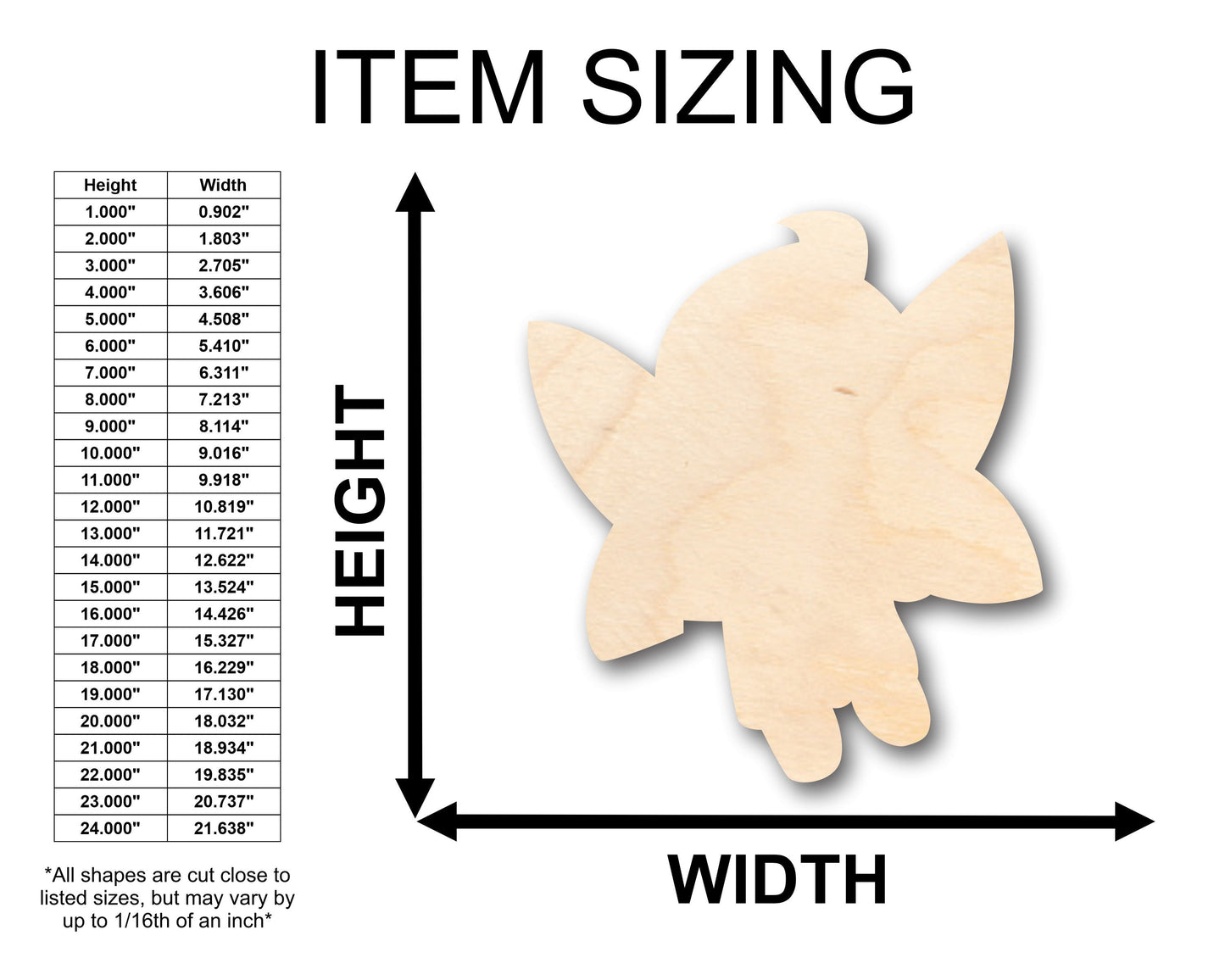 Unfinished Wood Cute Fairy Shape - Craft - up to 46" DIY