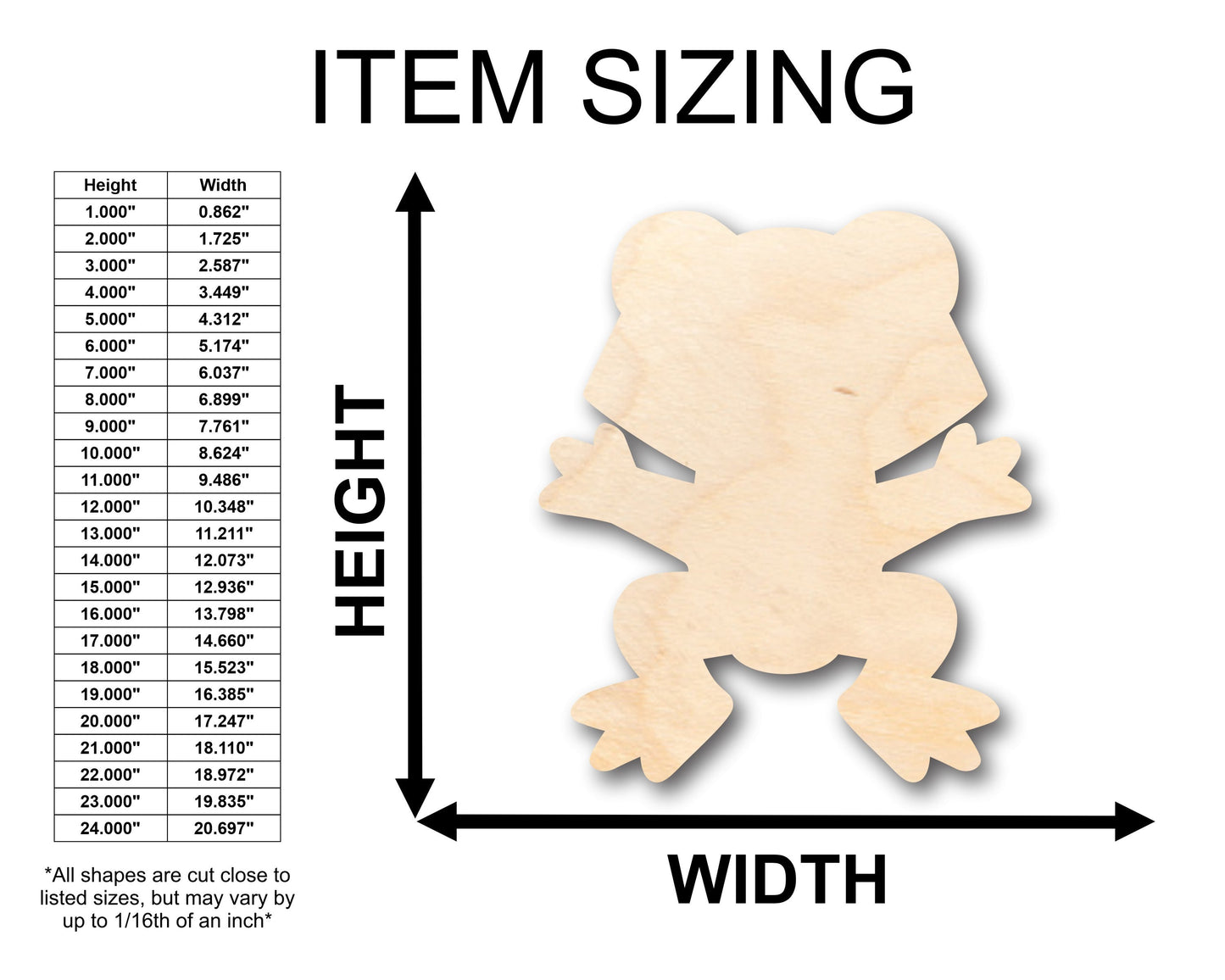 Unfinished Wood Cute Frog Shape - Craft - up to 46" DIY