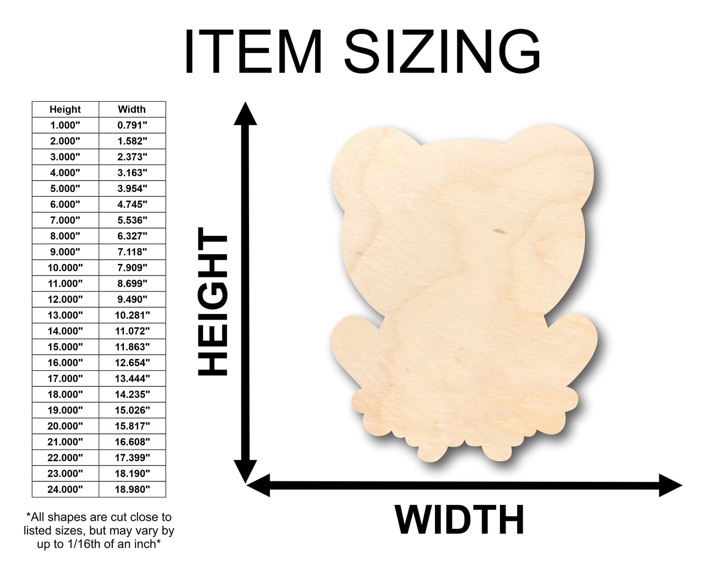 Unfinished Wood Cute Frog Shape - Craft - up to 46" DIY