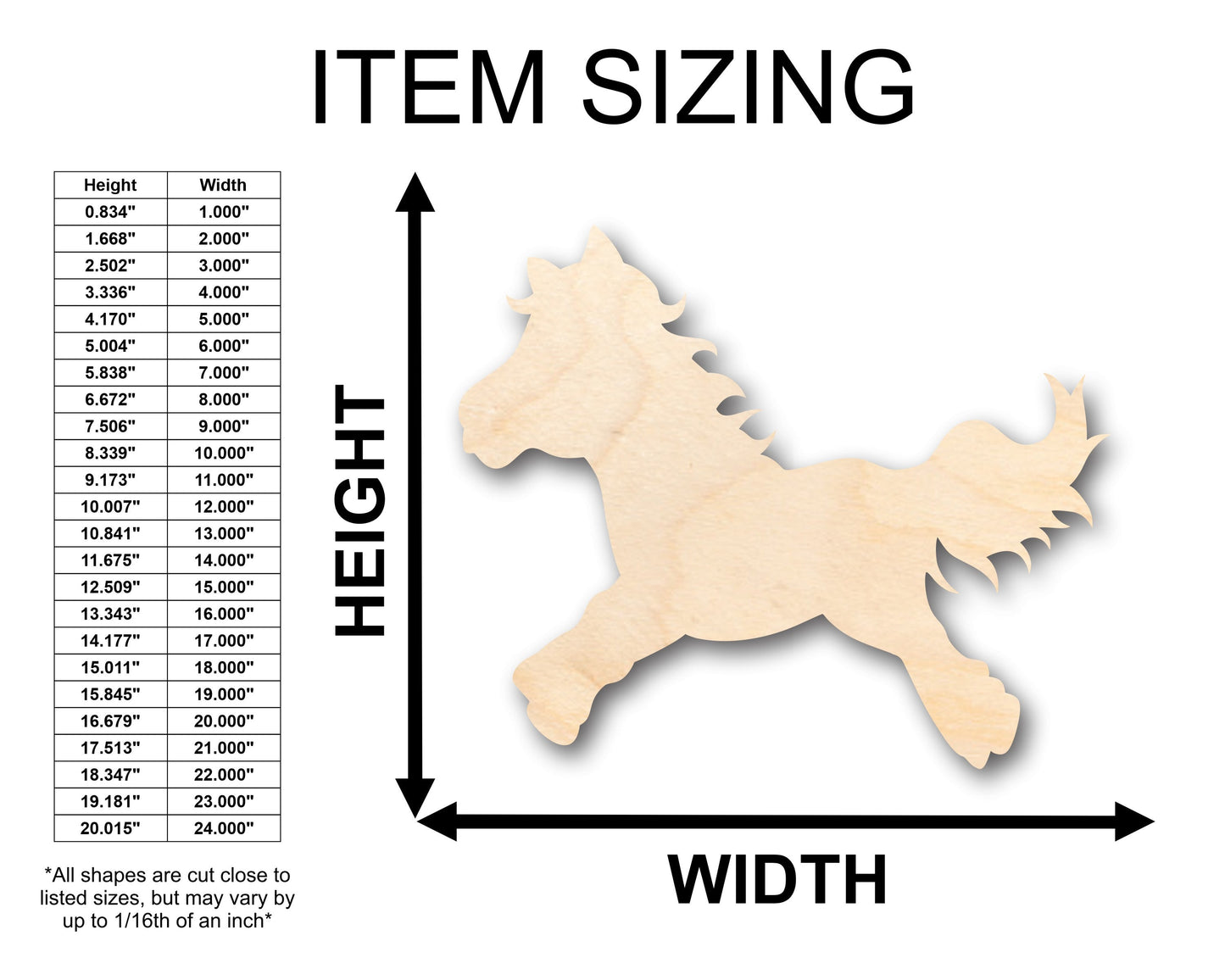 Unfinished Wood Cute Horse Shape - Craft - up to 46" DIY