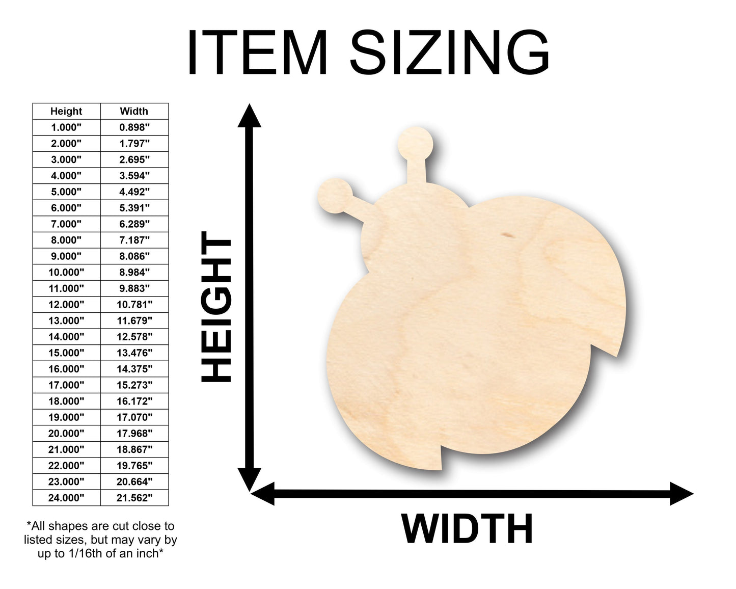 Unfinished Wood Cute Ladybug Shape - Craft - up to 46" DIY