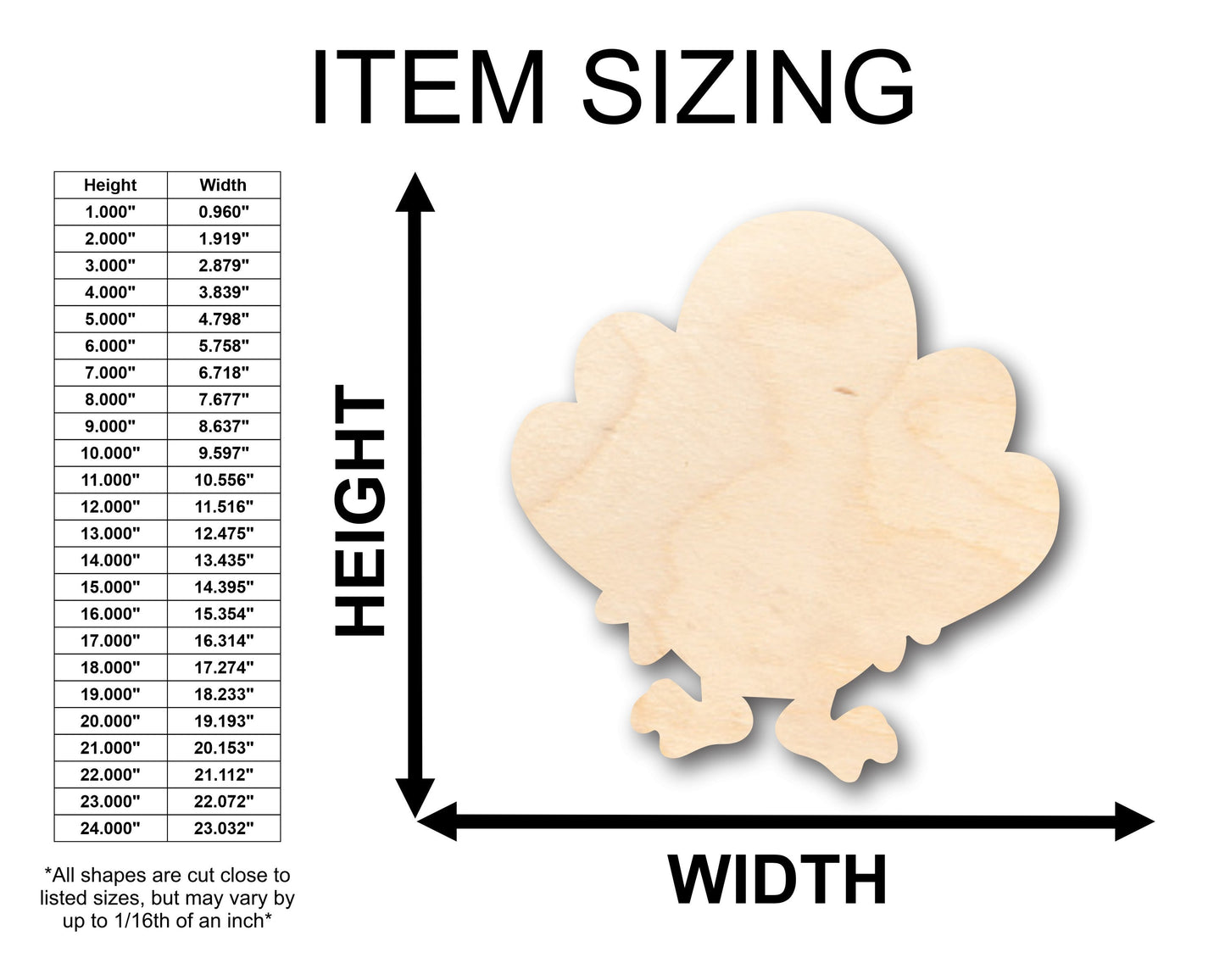 Unfinished Wood Cute Turkey Shape - Craft - up to 46" DIY