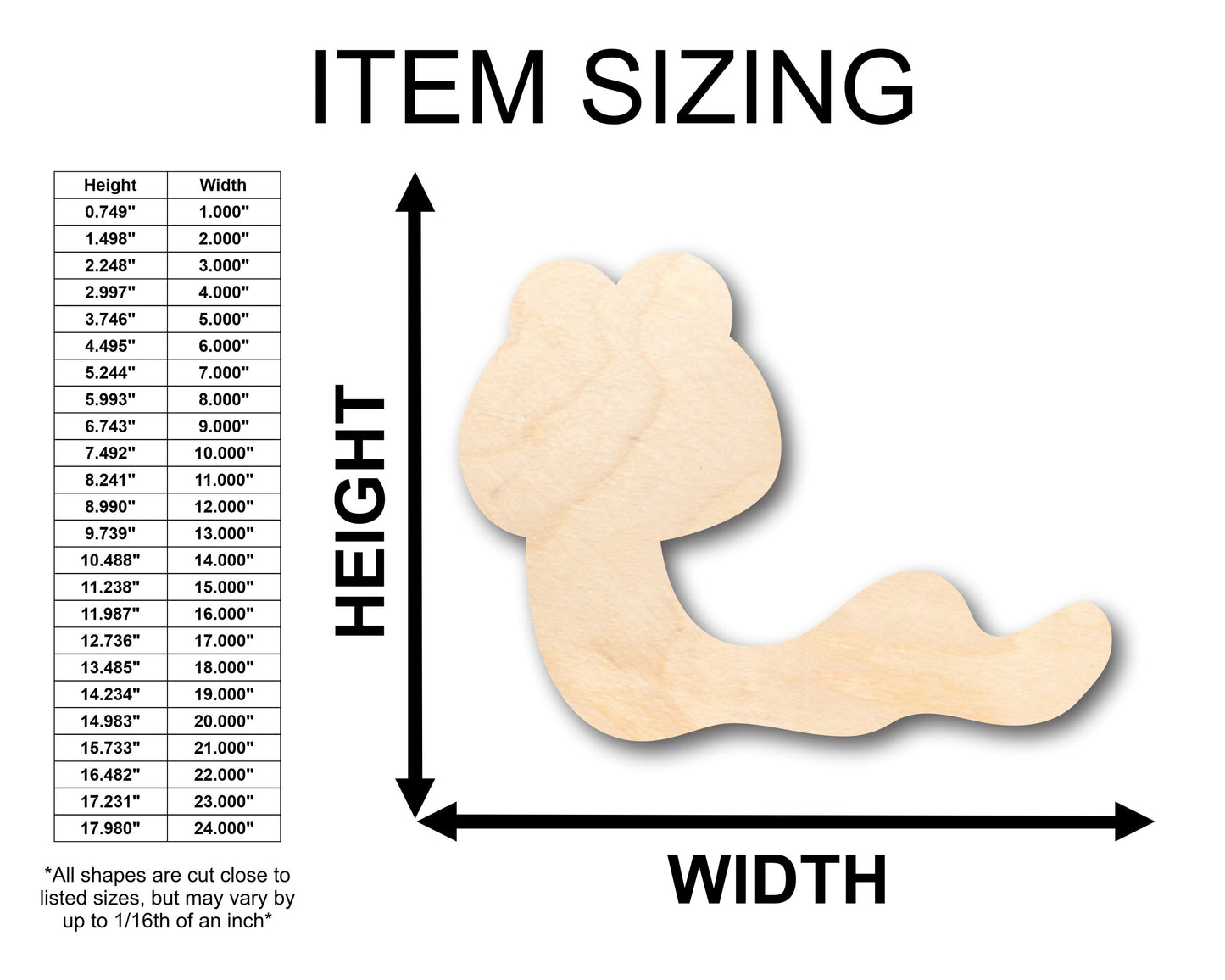 Unfinished Wood Cute Worm Shape - Craft - up to 46" DIY