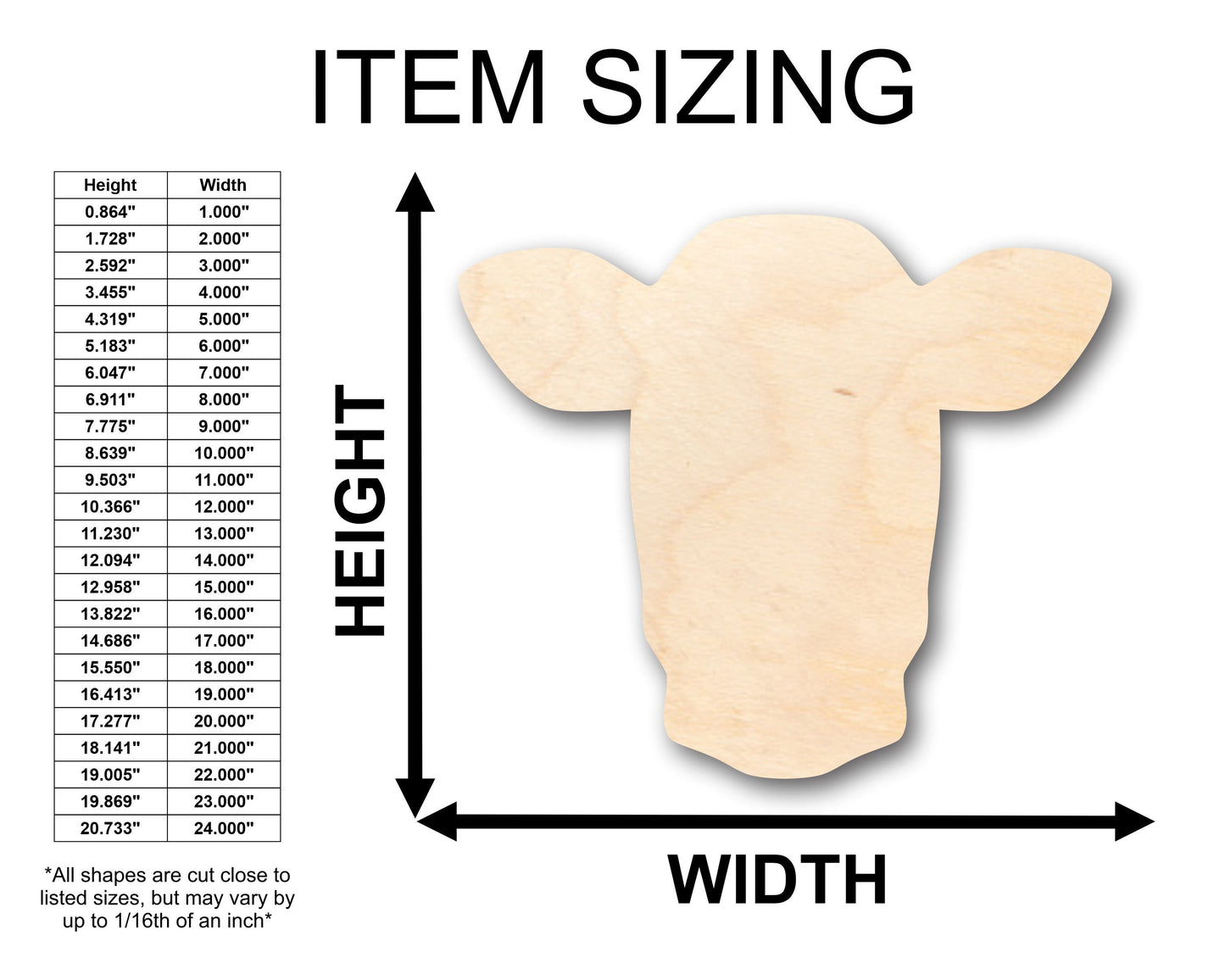 Unfinished Wood Dairy Cow Shape - Craft - up to 46" DIY