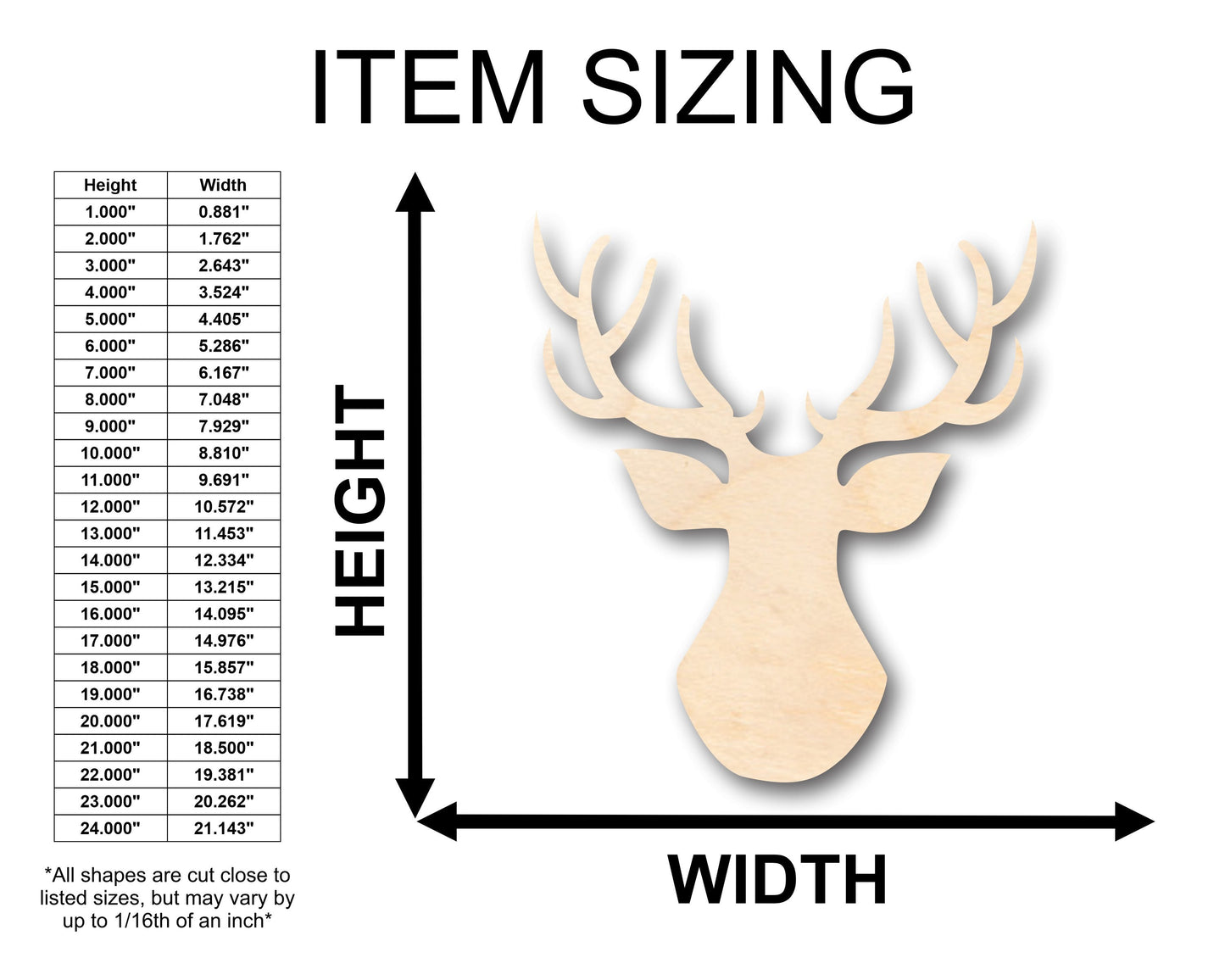 Unfinished Wood Deer Antlers Buck Shape - Craft - up to 46" DIY