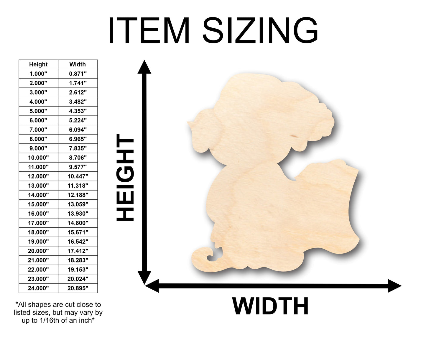 Unfinished Wood Elf Naughty Nice List Shape - Craft - up to 46" DIY