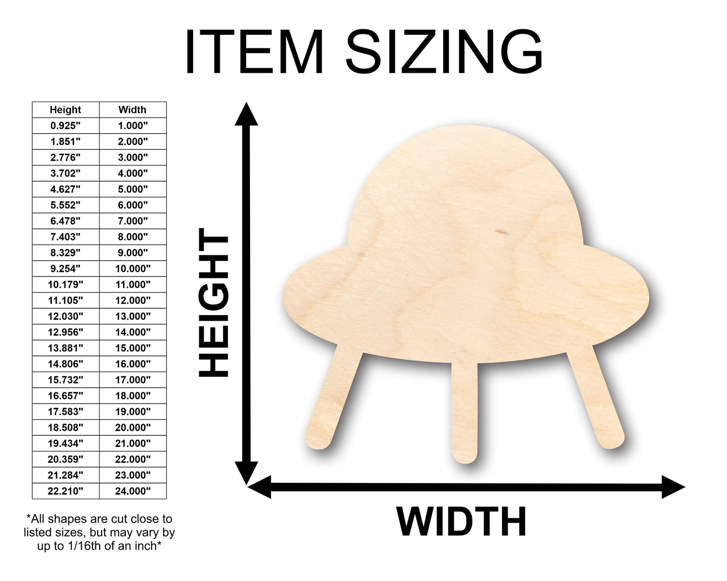 Unfinished Wood Flying Saucer Shape - Craft - up to 46" DIY