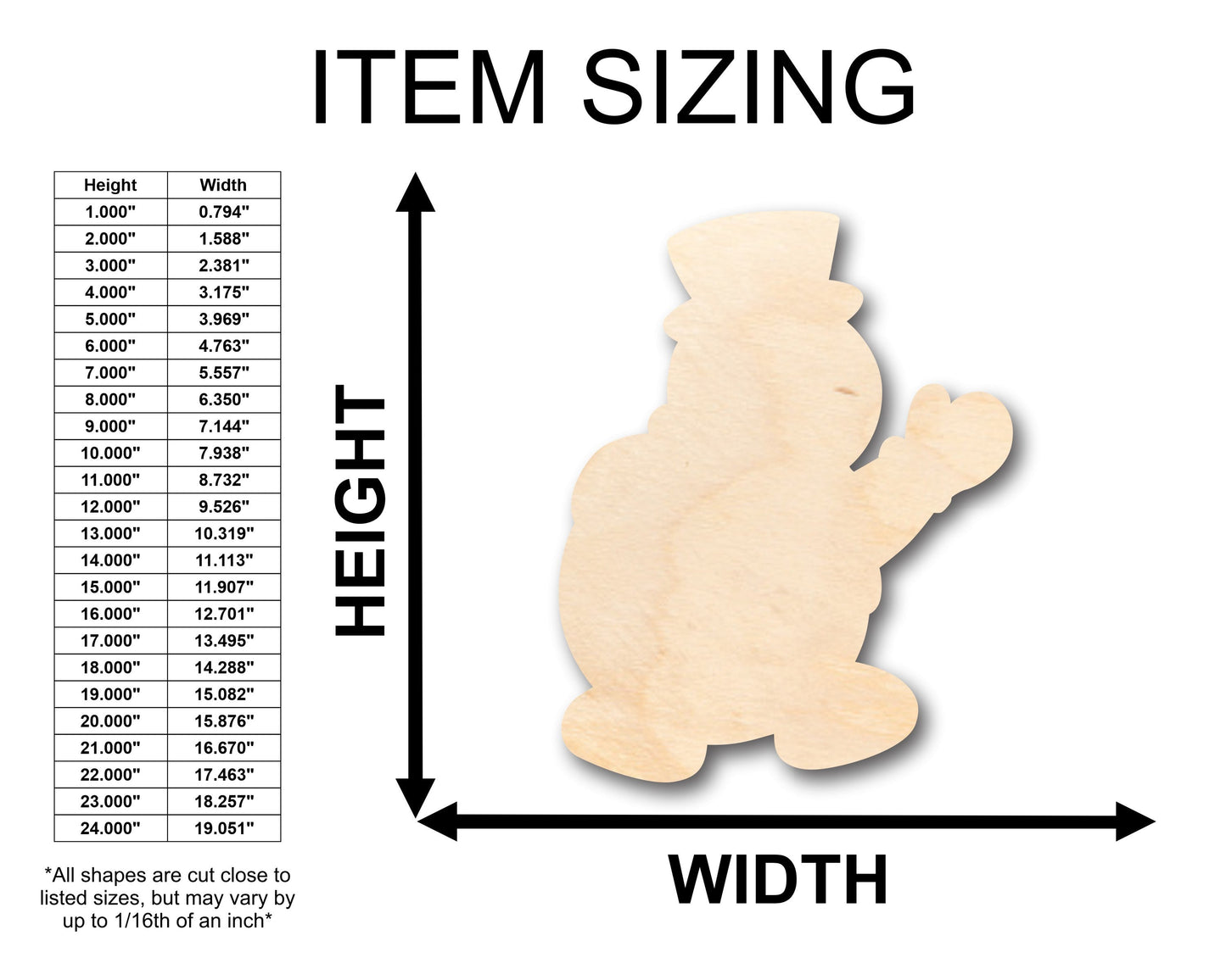 Unfinished Wood Friendly Snowman Shape - Craft - up to 46" DIY