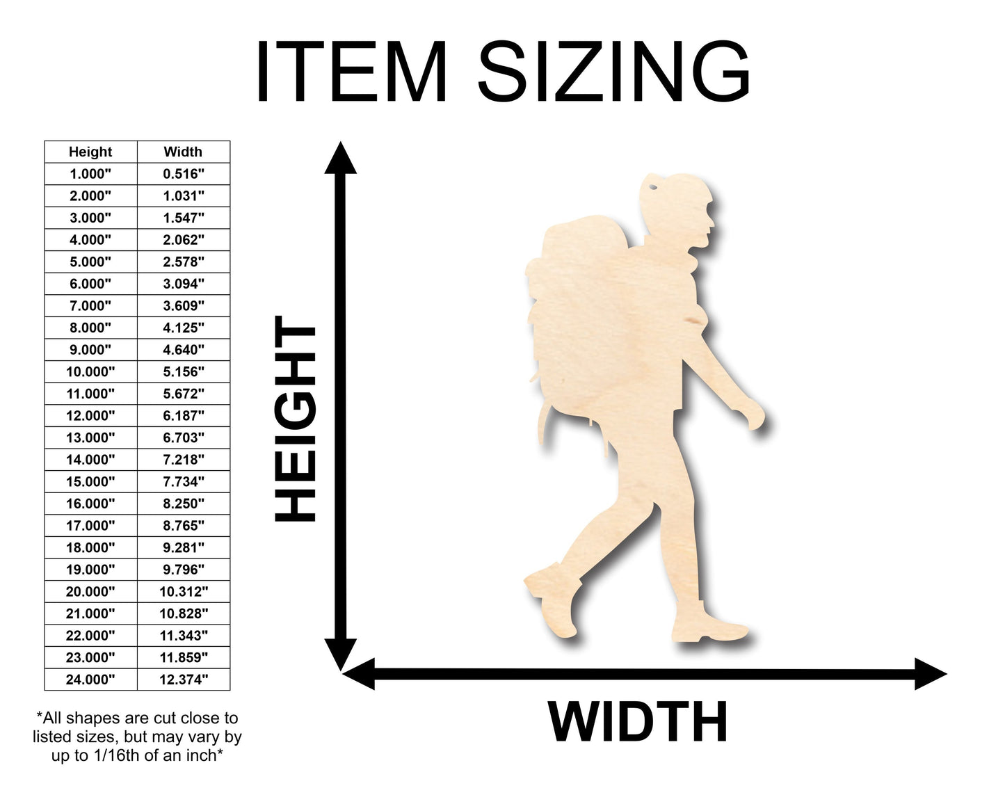 Unfinished Wood Girl Hike Shape - Craft - up to 46" DIY