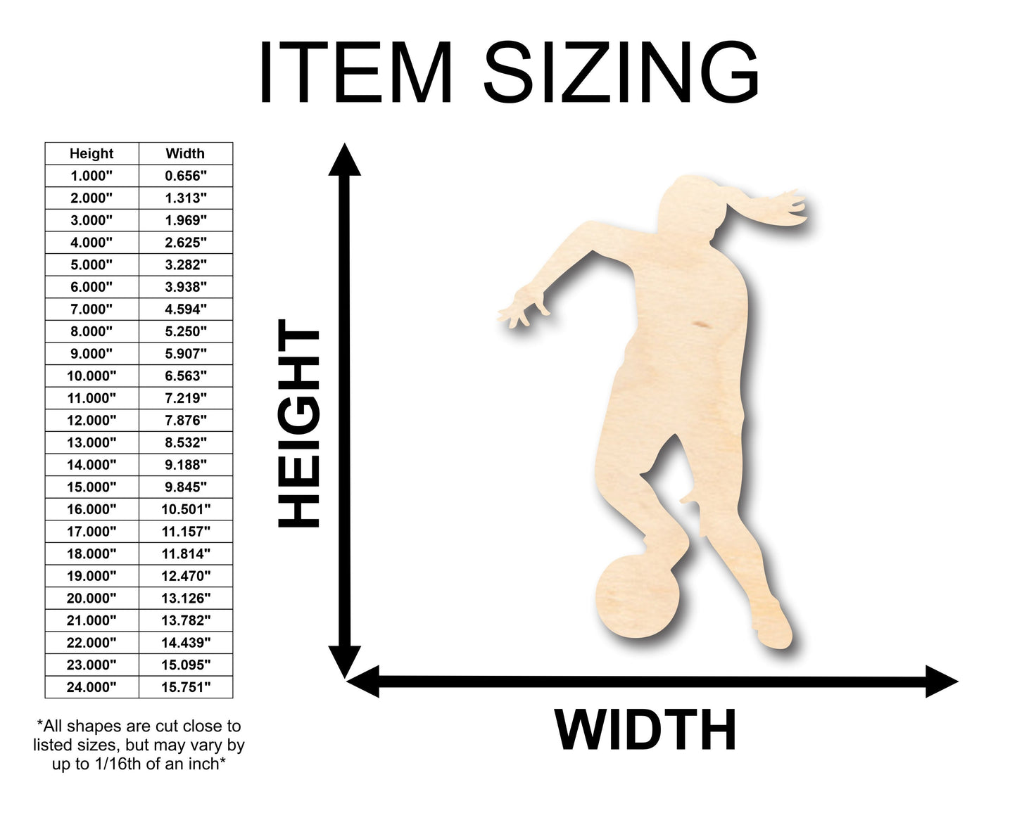 Unfinished Wood Girl Soccer Shape - Craft - up to 46" DIY