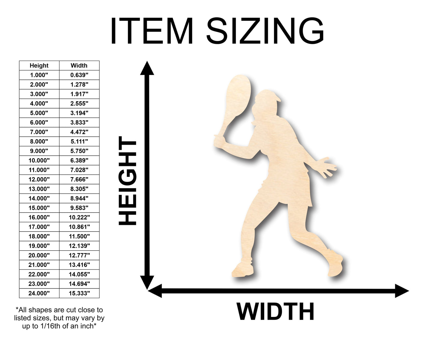 Unfinished Wood Girl Tennis Shape - Craft - up to 46" DIY