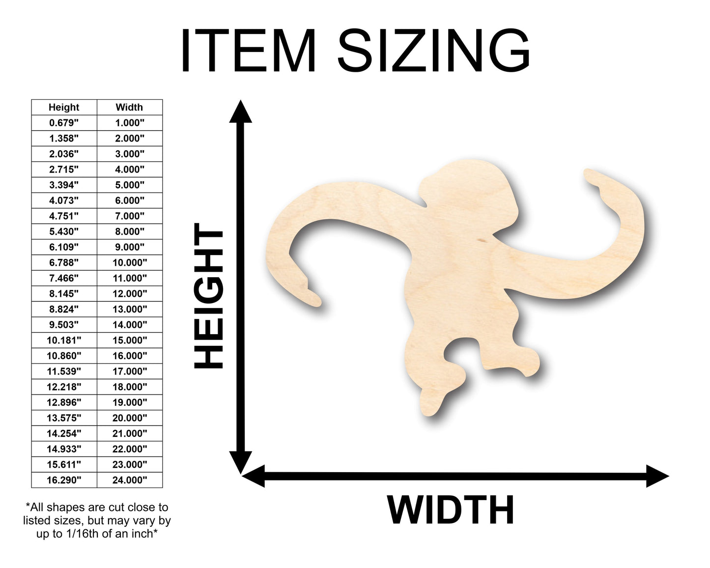 Unfinished Wood Goofy Monkey Shape - Craft - up to 46" DIY