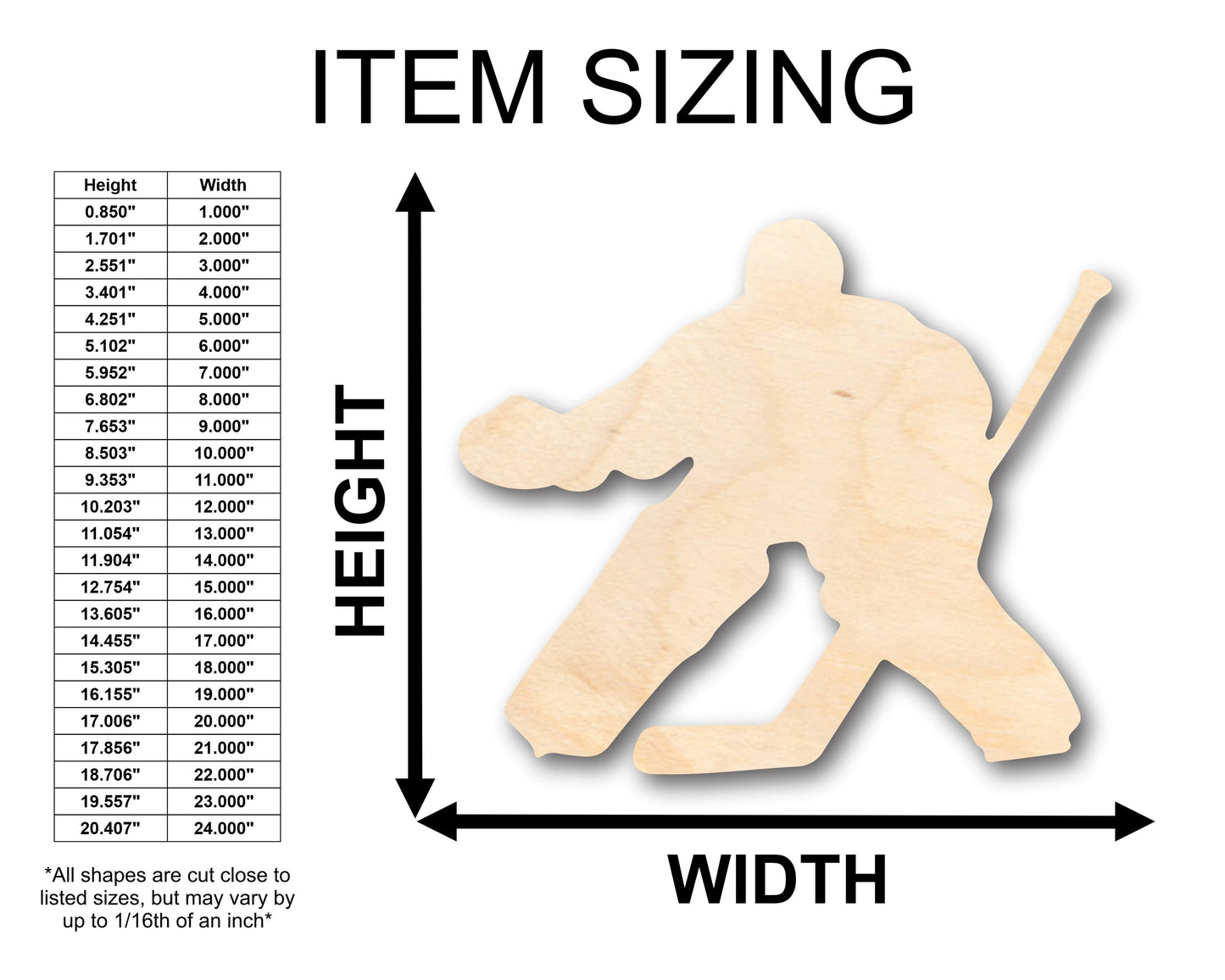Unfinished Wood Hockey Goalie Shape - Craft - up to 46" DIY