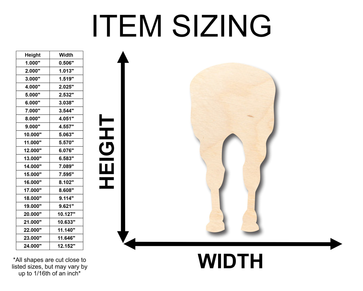 Unfinished Wood Horse Backside Shape - Craft - up to 46" DIY
