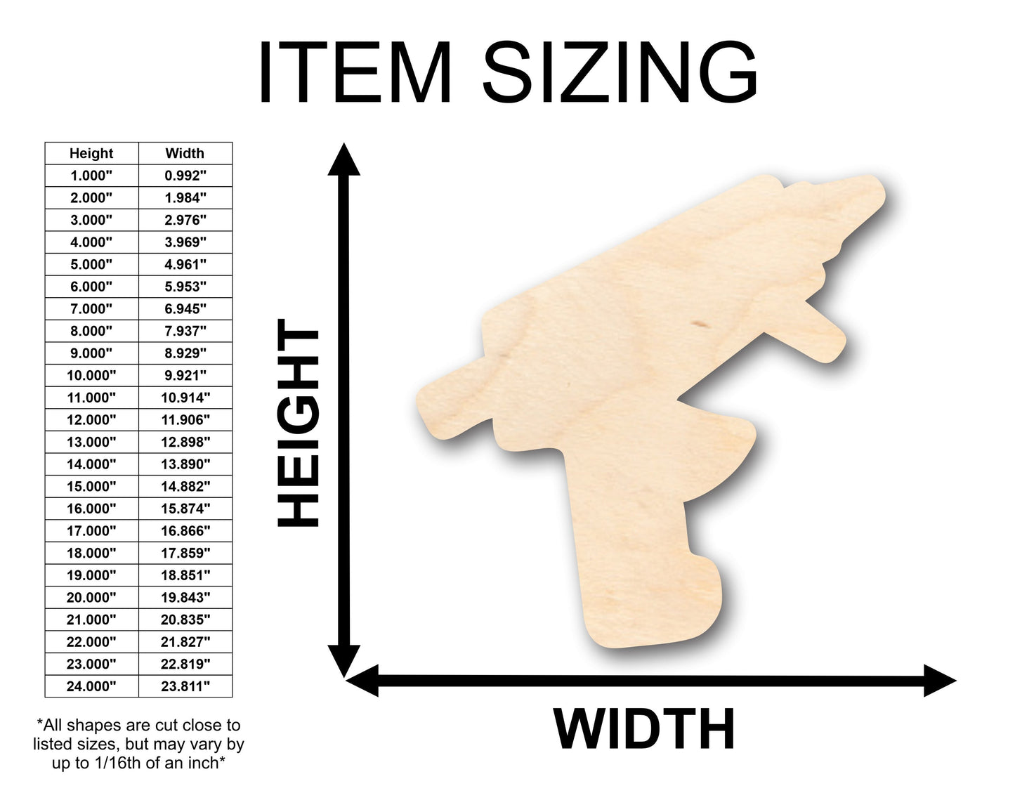 Unfinished Wood Hot Glue Gun Shape - Craft - up to 46" DIY