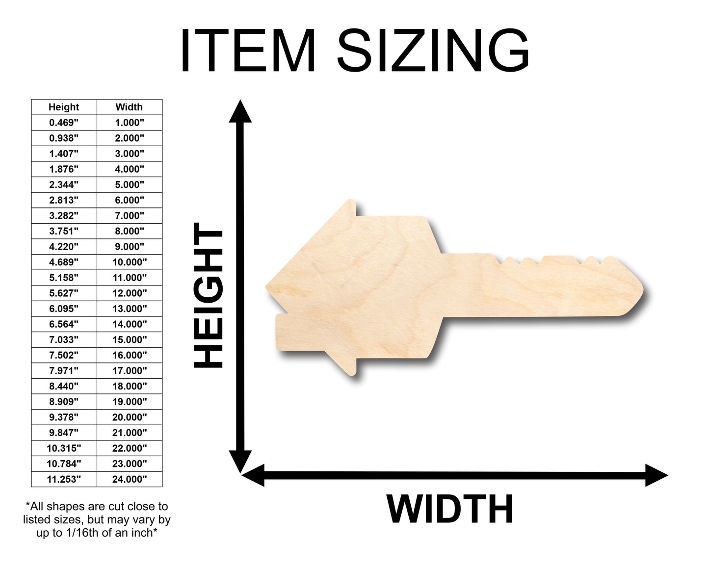 Unfinished Wood House Key Realtor Shape - Craft - up to 46" DIY