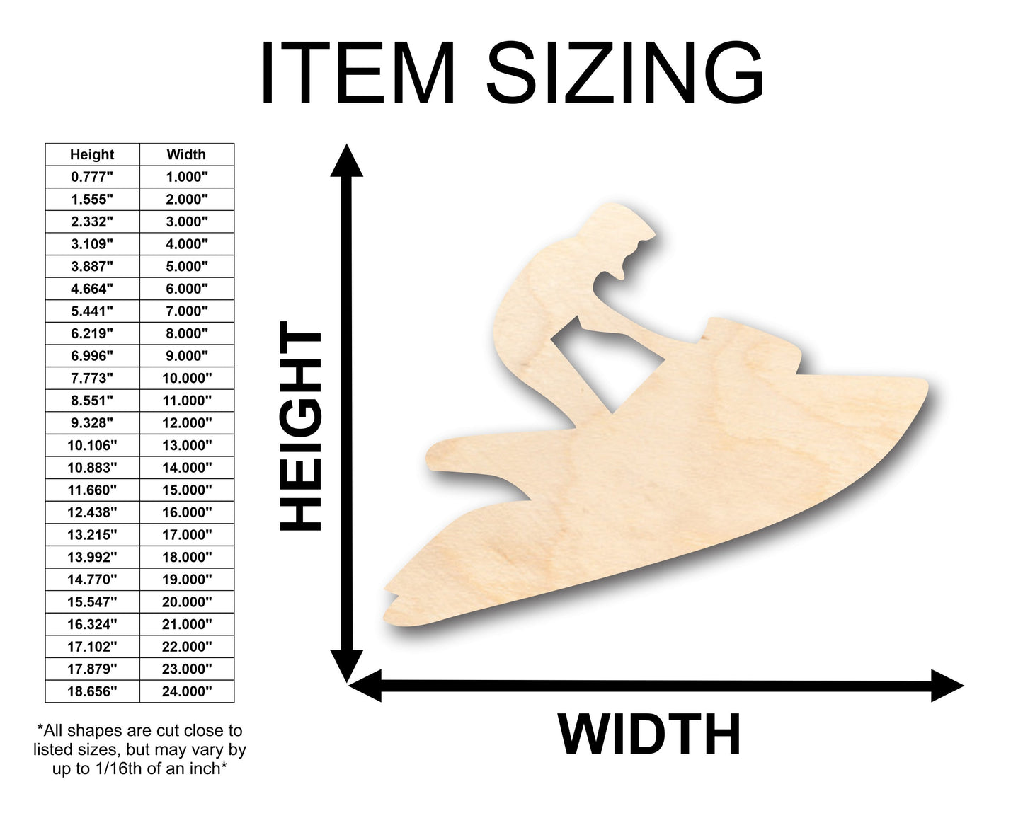 Unfinished Wood Jetski Shape - Craft - up to 46" DIY