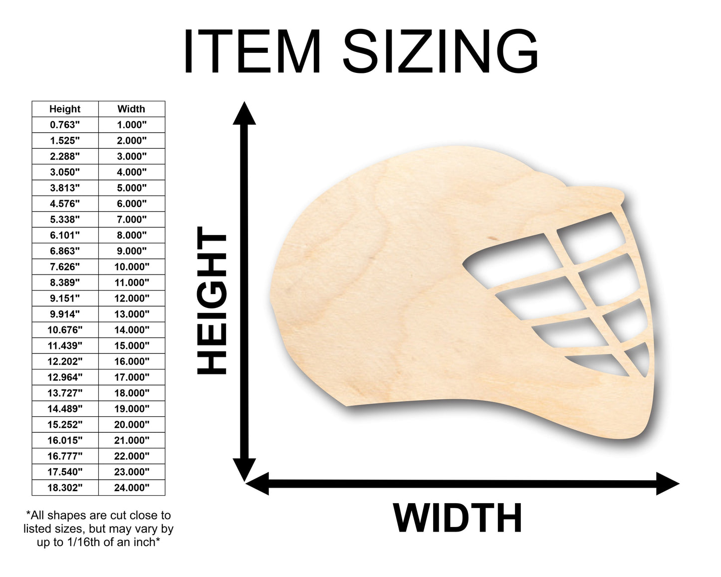 Unfinished Wood Lacrosse Helmet Shape - Craft - up to 46" DIY