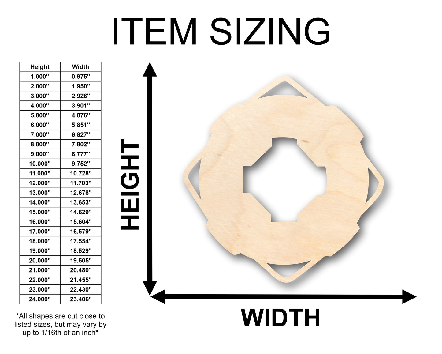 Unfinished Wood Lifesaver Shape - Craft - up to 46" DIY