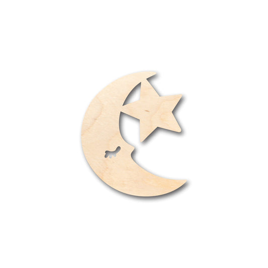 Unfinished Wood Moon & Star Shape - Craft - up to 46" DIY