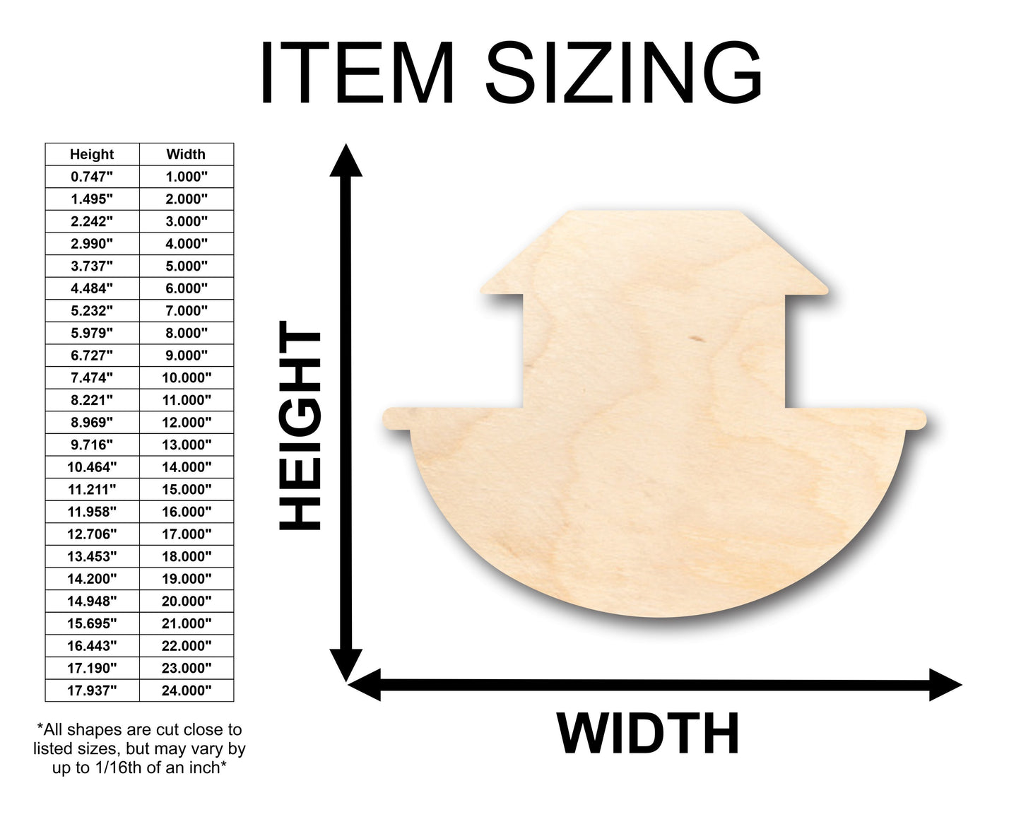 Unfinished Wood Noah's Ark Shape - Craft - up to 46" DIY